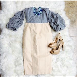 100% leather! Beige pencil skirt